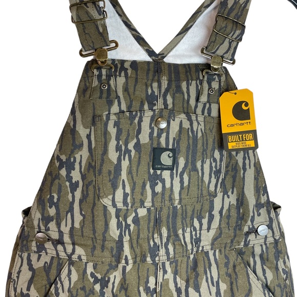 CARHARTT NWT Boys Size 8 Insulated Quilted Camo Mossy Oak Bibs Overalls Camo - Picture 2 of 7